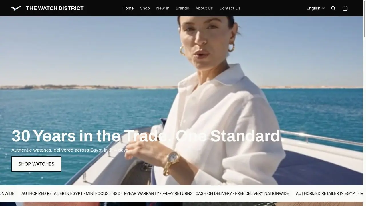 The Watch District homepage, on a laptop and then on a phone.